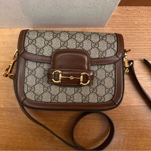 Gucci Brown 1955 Horsebit Gold hardware Crossbody Bag